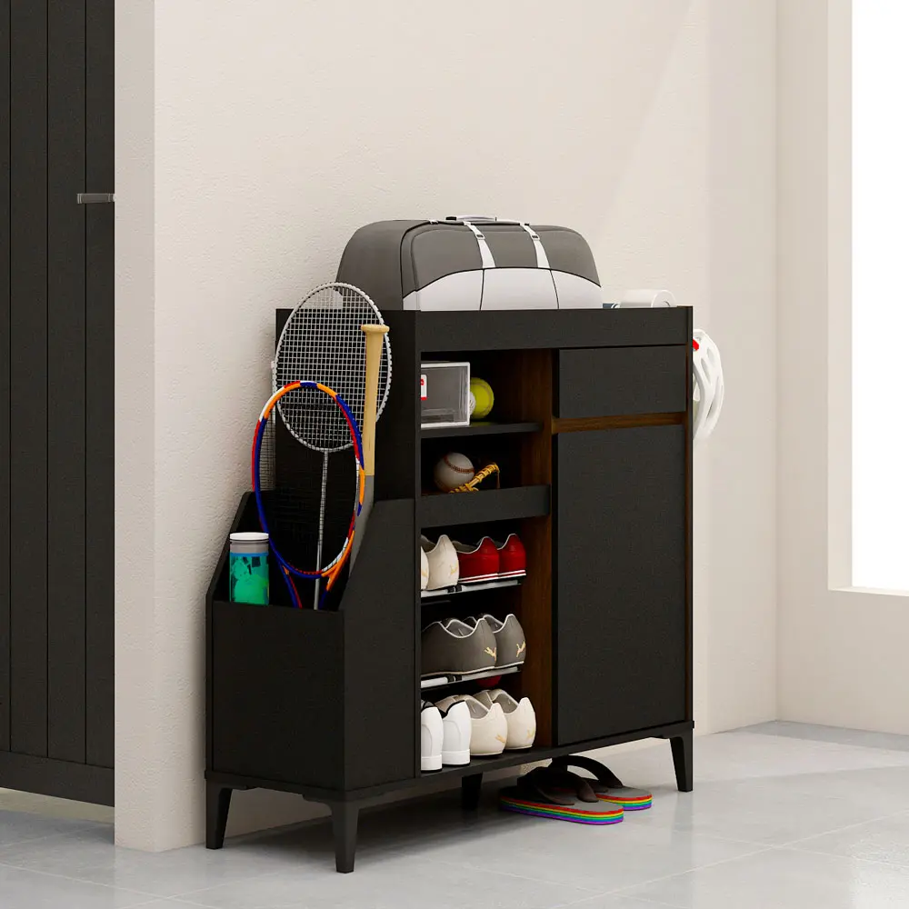 PIRA - ATLETA SS100 TEMPAT PENYIMPANAN ALAT OLAHRAGA / BUFET warna BLACK - BROWN WALNUT - PIRA - foto 2