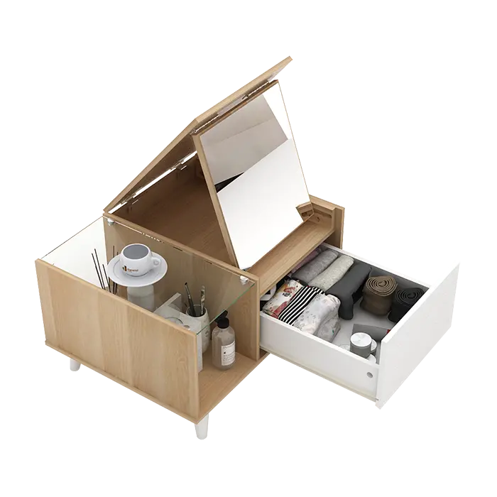 PIRA METROPOLIS - KESHA CTDS MEJA RIAS / MEJA SAMPING / MEJA MULTIFUNGSI / MEJA TAMU warna PRO OAK - WHITE - PIRA METROPOLIS - foto 8