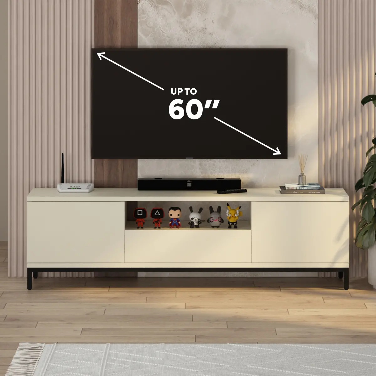 PIRA -  PARIS AVA MTV150 MEJA TV  / RAK TV BESI warna CREAM - BLACK - PIRA - foto 2