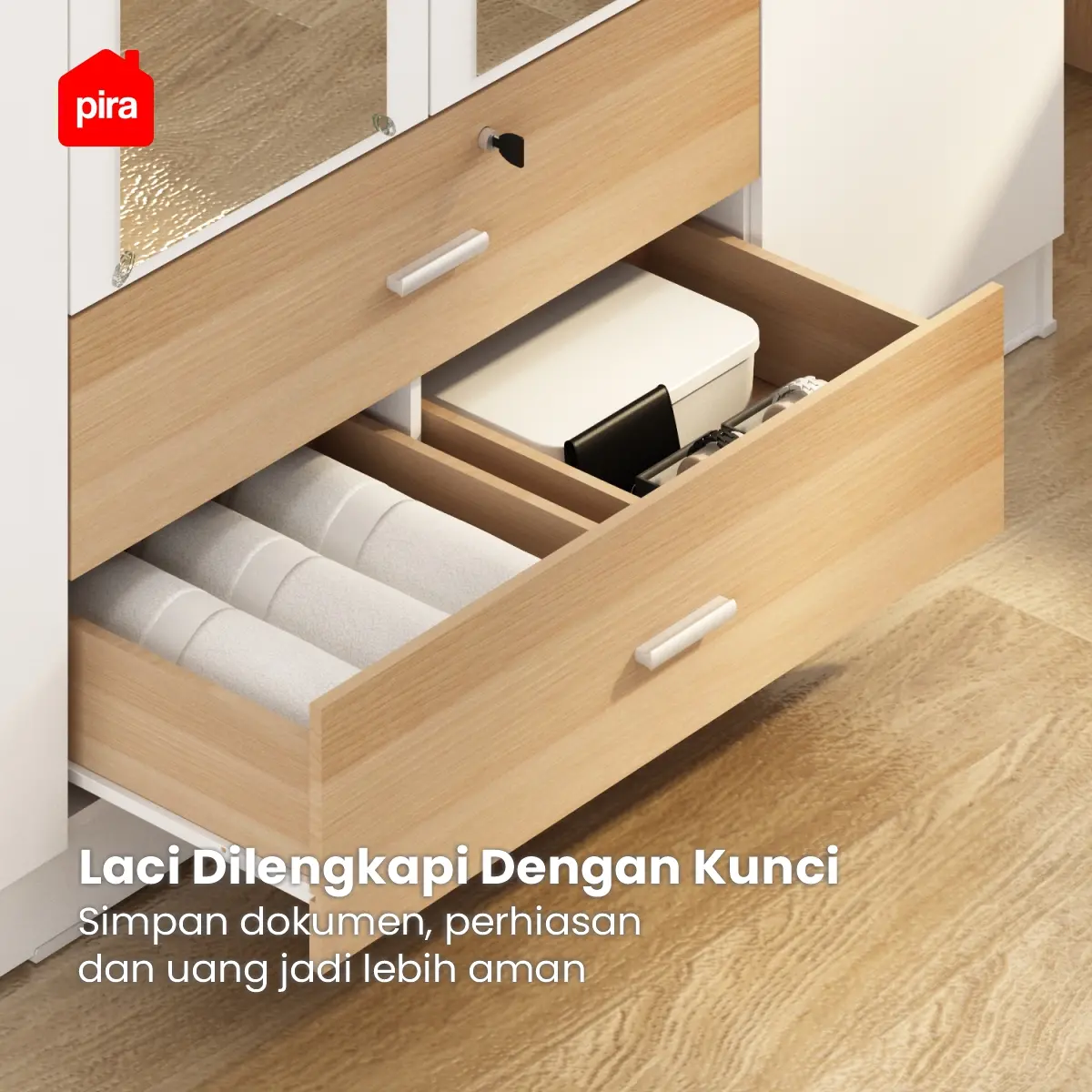 PIRA METROPOLIS OX -  ASTA 5PL A LEMARI PAKAIAN 5 PINTU DENGAN 2 LACI / LEMARI BAJU warna WHITE - PRO OAK - PIRA METROPOLIS - foto 6