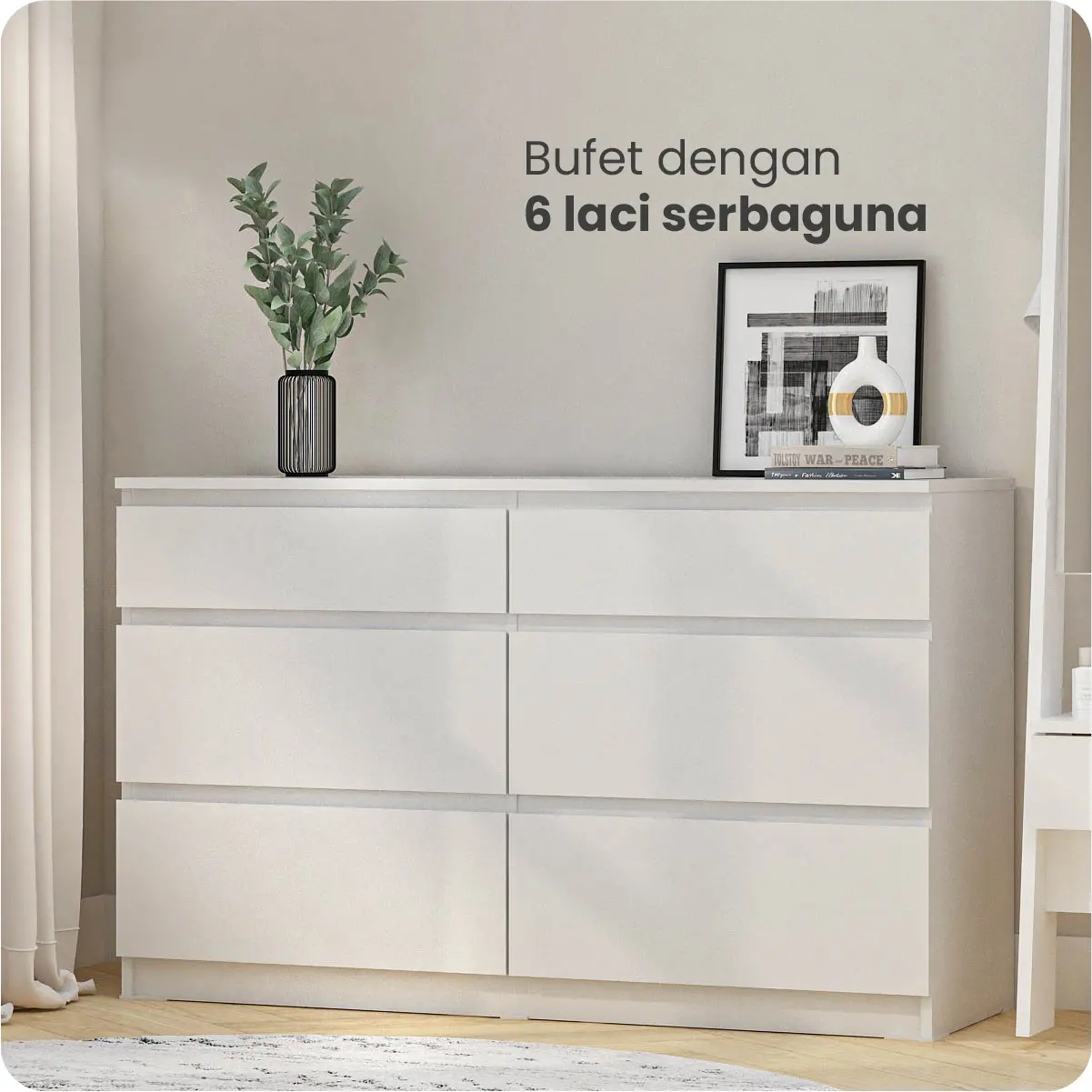PIRA -  LINUS CH3+3 LEMARI LACI warna WHITE SM - PIRA - foto 2