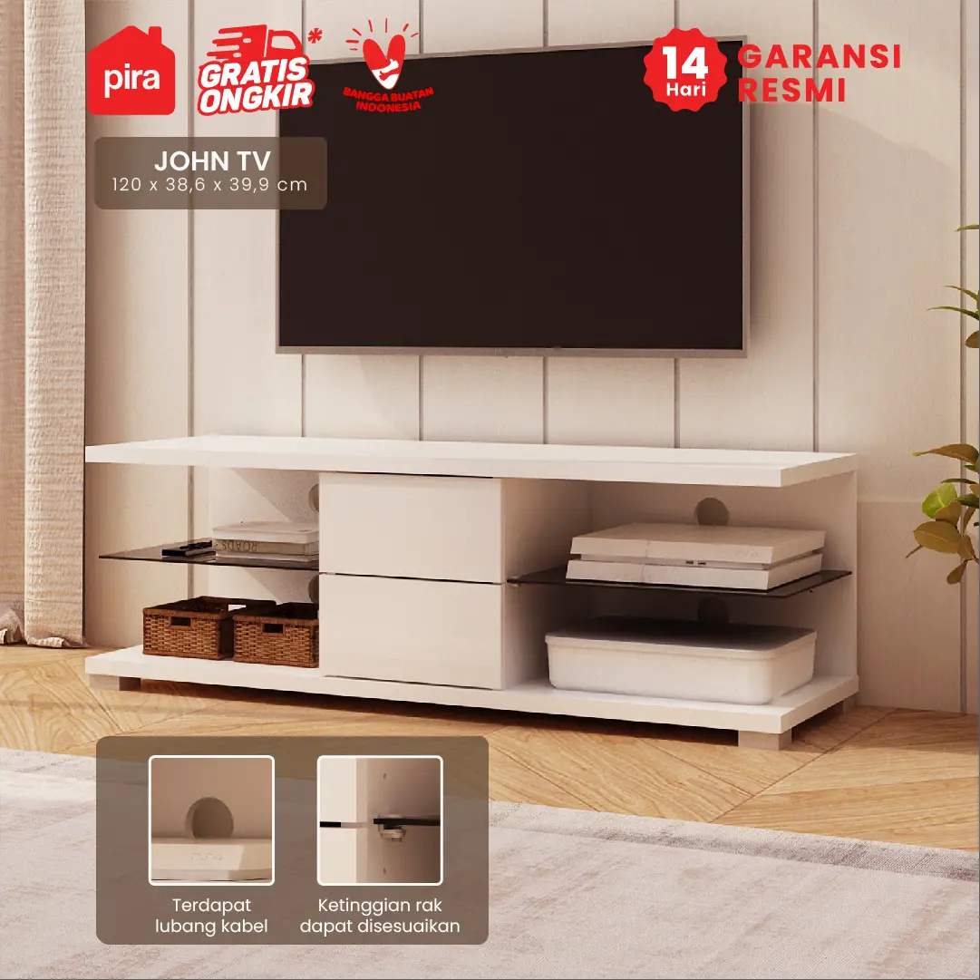 JOHN TV PR warna WHITE GLOSSY - PIRA - foto 1