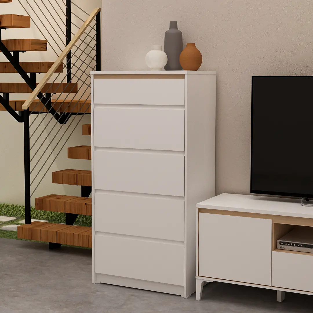 PIRA METROPOLIS OX -  HIRO CH5 LEMARI LACI 5 SUSUN warna WHITE - PRO OAK - PIRA METROPOLIS OX - foto 10