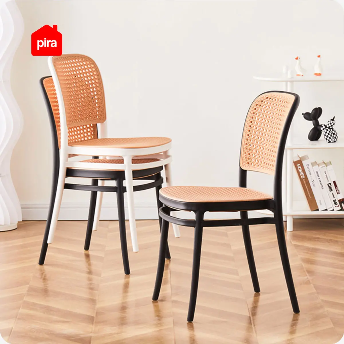 PIRA - RATTA DC KURSI ROTAN PLASTIK / KURSI MAKAN / KURSI TERAS / KURSI SANTAI / KURSI CAFE / KURSI PLASTIK warna BLACK - BROWN - PIRA - foto 3