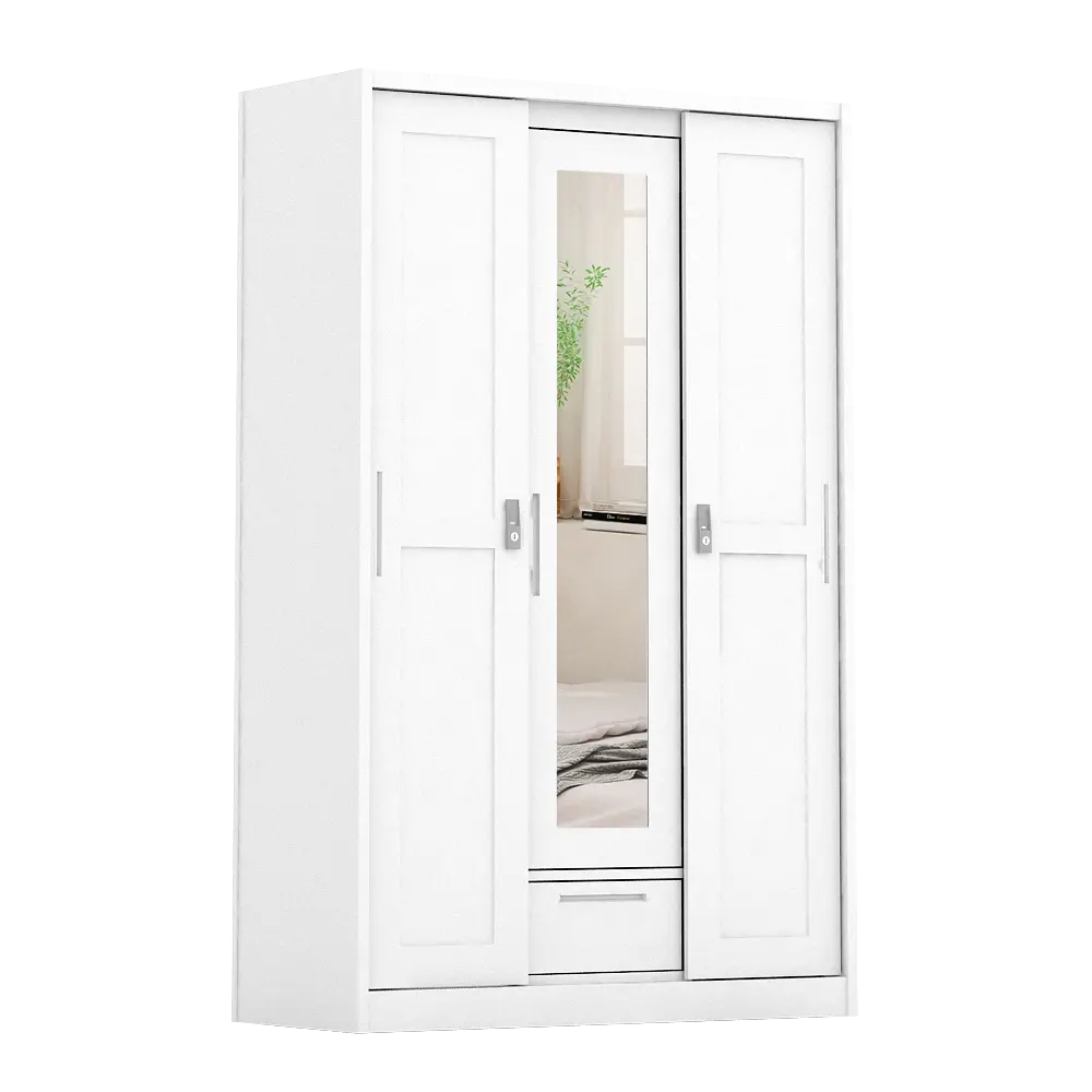 PIRA - SCHON 3A SSL MWD LEMARI PAKAIAN BESI 3 PINTU SLIDING / PINTU GESER warna WHITE - PIRA - foto 2