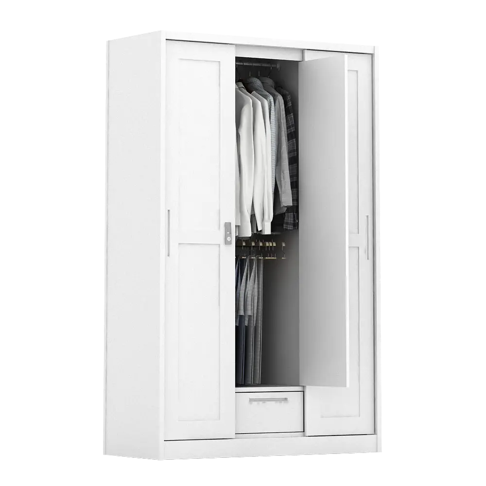 PIRA - SCHON 3A SSL MWD LEMARI PAKAIAN BESI 3 PINTU SLIDING / PINTU GESER warna WHITE - PIRA - foto 4