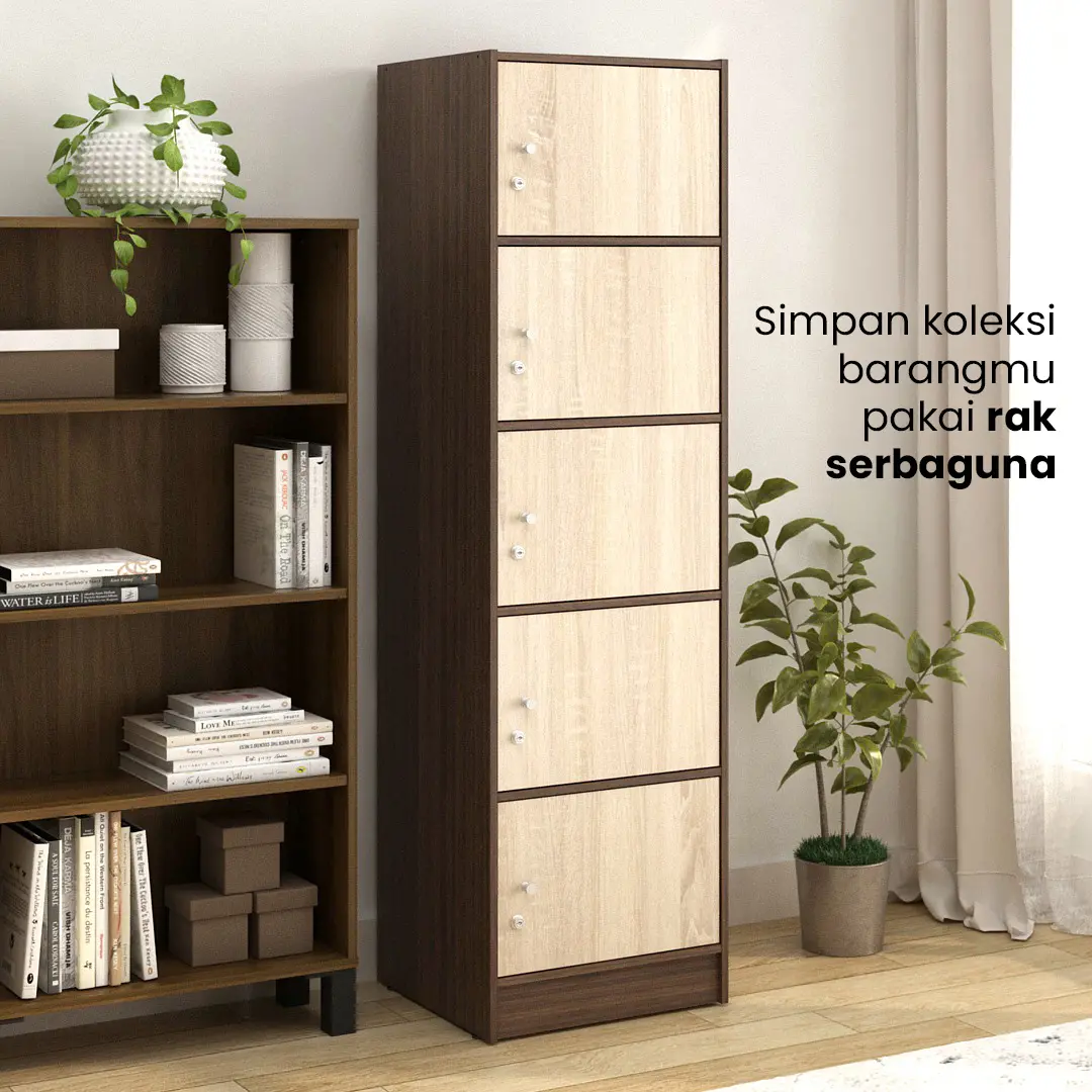 PIRA METROPOLIS - ALBA RSG 5 TS RAK SERBAGUNA / LEMARI SUSUN warna AMERICAN WALNUT - SONOMA OAK - METROPOLIS - foto 2
