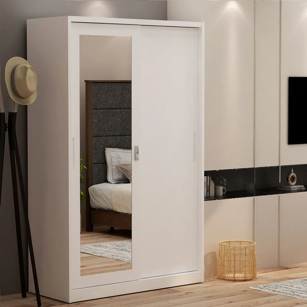 PIRA - STEEL 120 MWDSL LEMARI PAKAIAN BESI SLIDING / PINTU GESER warna WHITE - METROPOLIS - foto 1