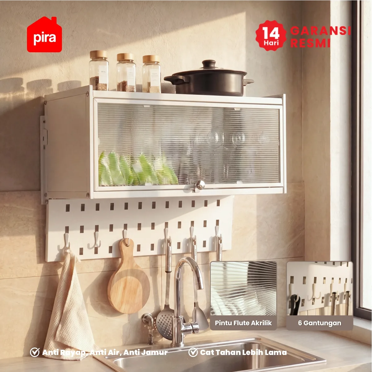 PIRA - DISH AVA MDR65 H RAK PIRING / RAK PIRING GANTUNG / RAK DAPUR / RAK WASTAFEL / RAK PENGERING PIRING warna WHITE - PIRA - foto 1