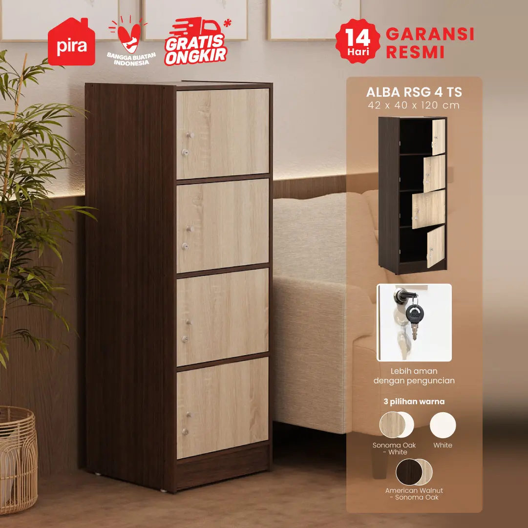 PIRA METROPOLIS - ALBA RSG 4 TS RAK SERBAGUNA / LEMARI SUSUN warna AMERICAN WALNUT - SONOMA OAK - METROPOLIS - foto 1