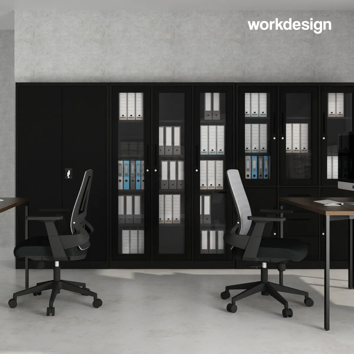 WORKDESIGN BURO AVA MBC 2 RAK BUKU BESI / LEMARI ARSIP KANTOR warna BLACK - WORKDESIGN - foto 3