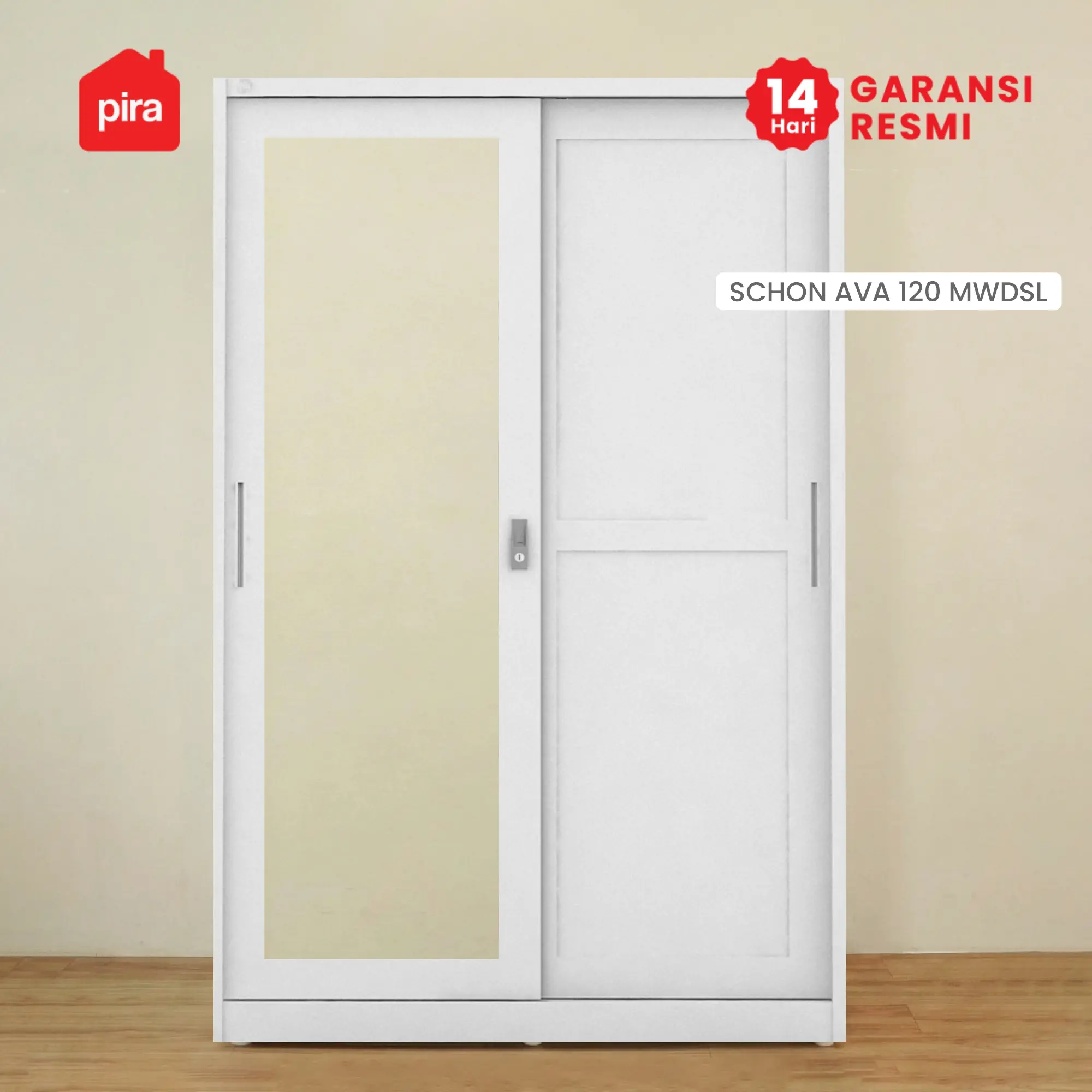 PIRA - SCHON AVA 120 MWDSL LEMARI PAKAIAN BESI SLIDING / PINTU GESER warna WHITE - PIRA - foto 4