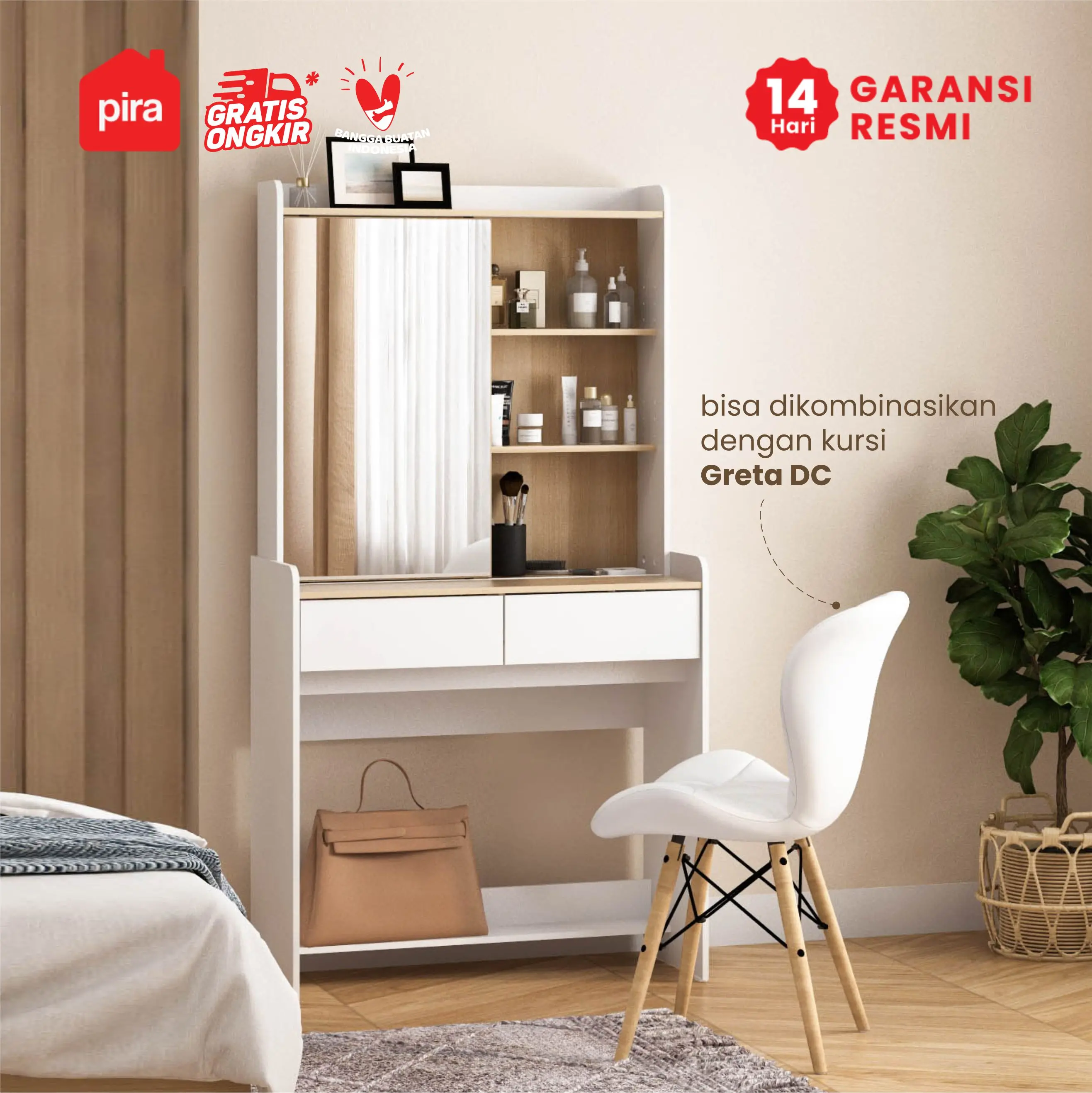 PIRA METROPOLIS -  SOLA DS80 SL MEJA RIAS DENGAN STOP KONTAK warna WHITE - PRO OAK - PIRA METROPOLIS - foto 6