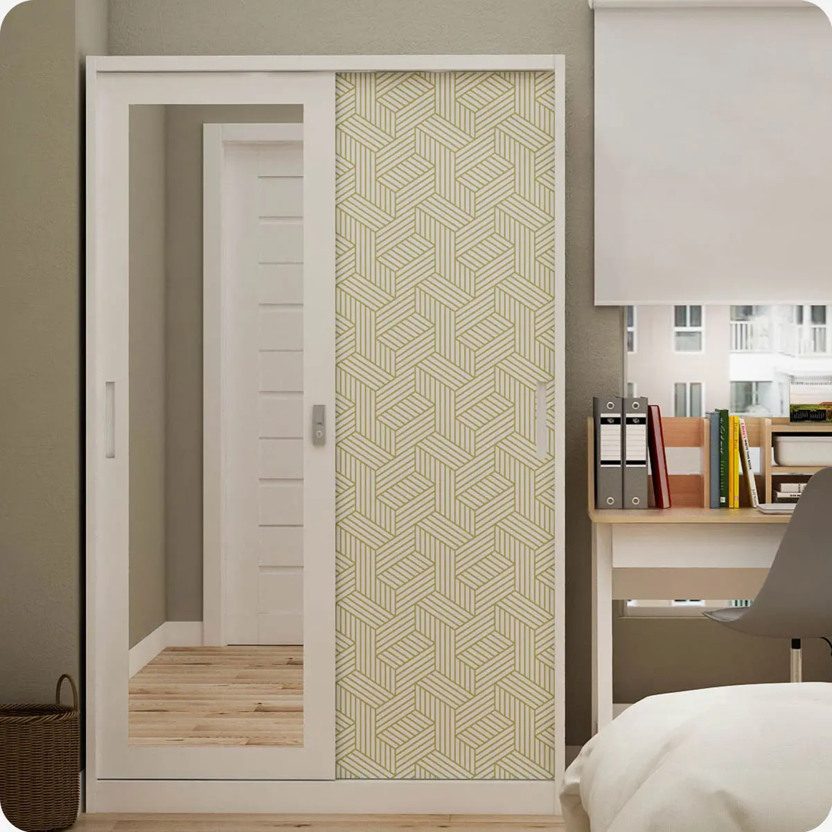 PIRA METROPOLIS - STAHL 120 MWDSL LEMARI PAKAIAN BESI SLIDING / PINTU GESER warna WHITE - OLIVE - METROPOLIS - foto 1