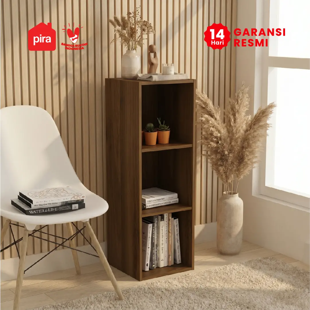 PIRA METROPOLIS - HAKO SU 3X1 RAK 3 SUSUN / RAK SUSUN SERBAGUNA / RAK BUKU warna BROWN WALNUT - PIRA METROPOLIS - foto 1
