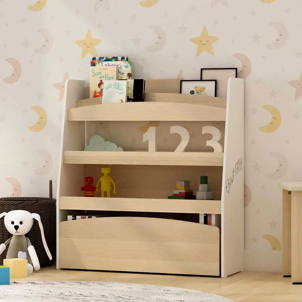 PIRA KIDS - TEDDY BC RAK BUKU ANAK / RAK BUKU MONTESSORI warna PRO OAK - WHITE - PIRA KIDS - foto 10