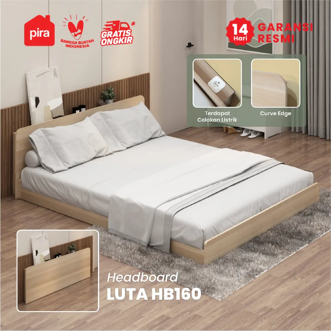 PIRA -  LUTA HB160 HEADBOARD KASUR / SANDARAN KASUR / DIPAN / DIPAN TEMPAT TIDUR warna PRO OAK - PIRA - foto 2