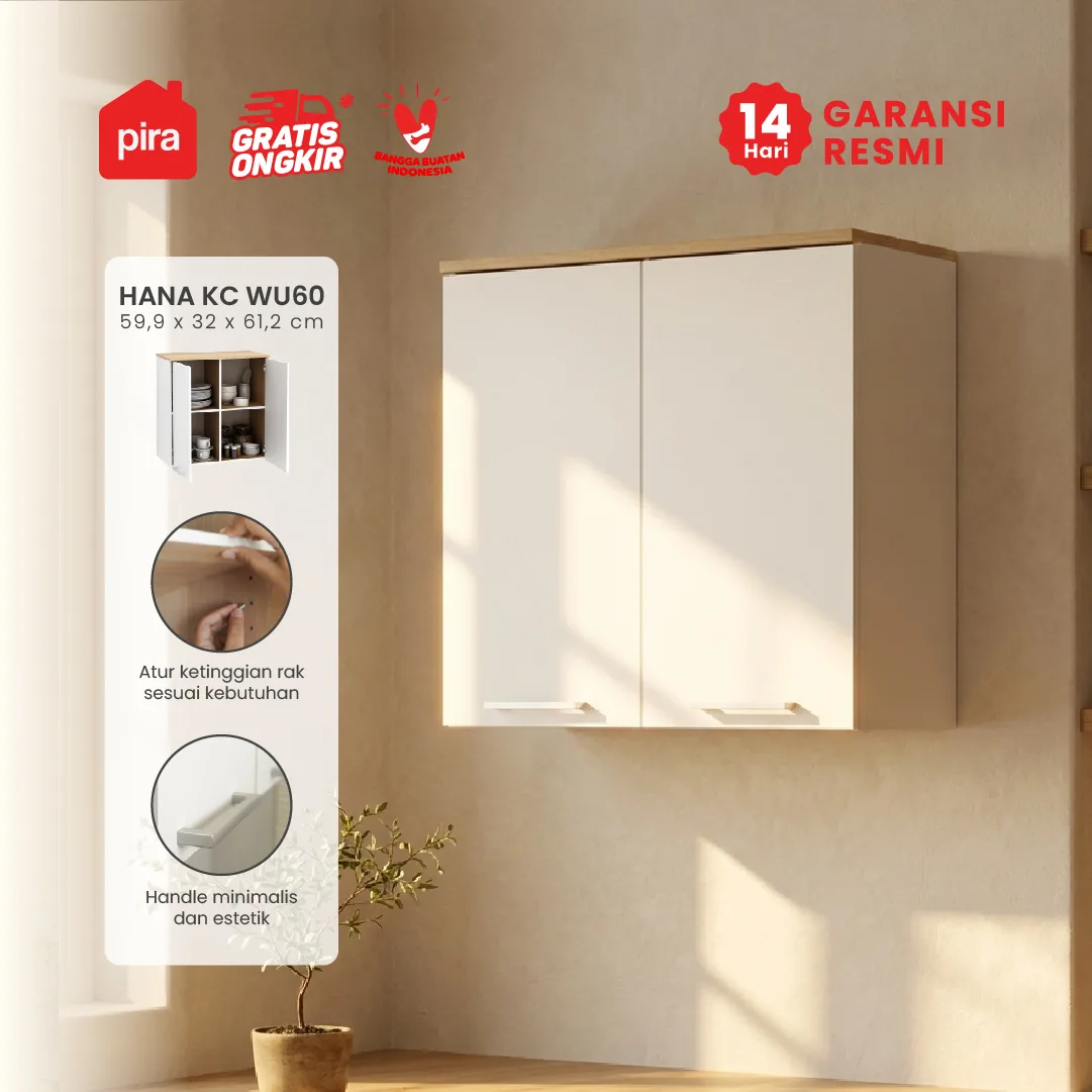 PIRA METROPOLIS OX -  HANA KC WU60 RAK DAPUR / RAK GANTUNG DAPUR / KITCHEN SET ATAS 2 PINTU warna WHITE - PRO OAK - PIRA METROPOLIS - foto 1