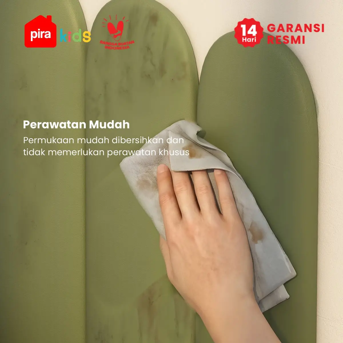 PIRA KIDS - YUBI HB20X80 HEADBOARD KASUR / WALL PANEL 3D / WALLPAPER FOAM 3D / SANDARAN BERMAIN ANAK 1 PCS warna GREEN - PIRA KIDS - foto 7