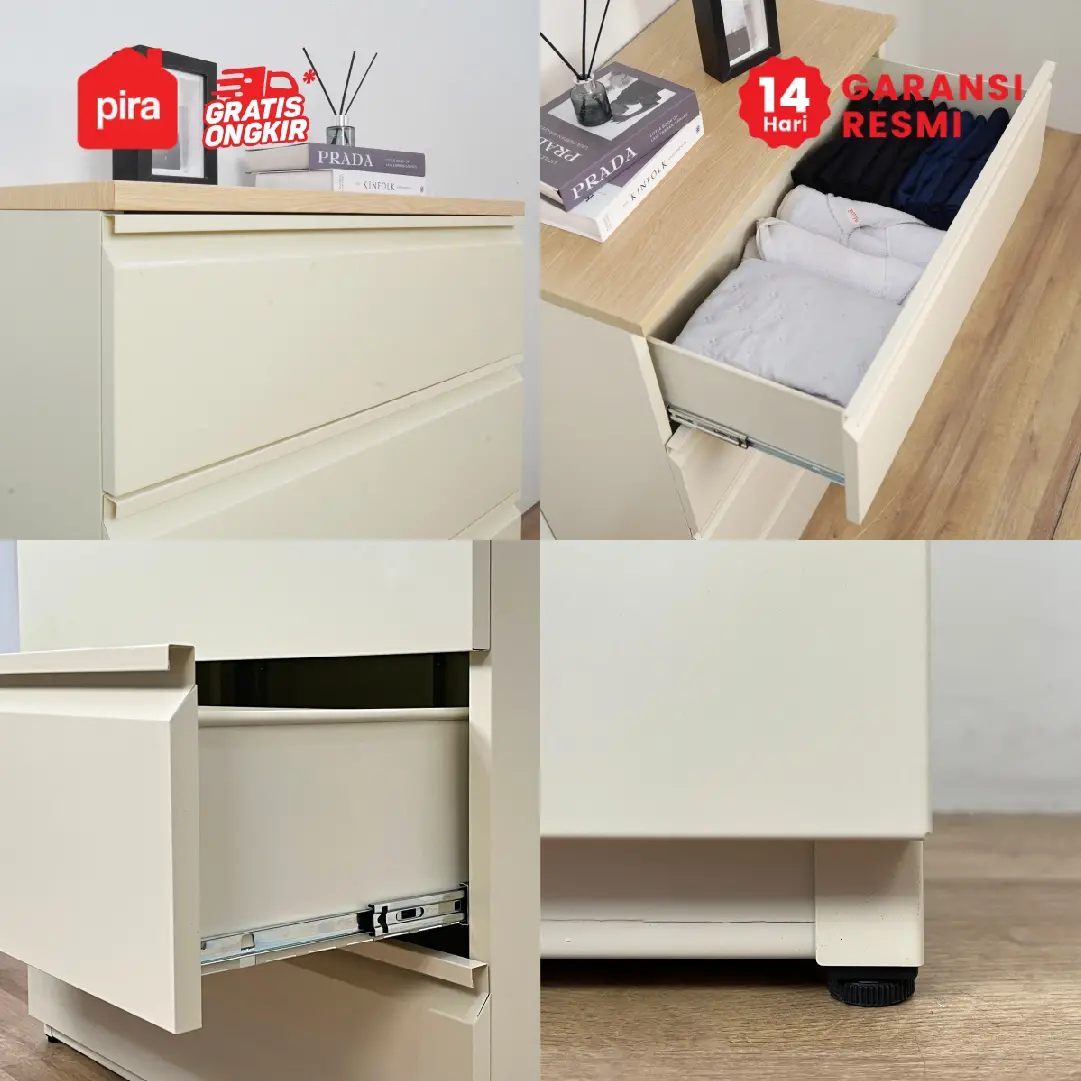 PIRA -  PARIS MCH4 LEMARI LACI / LACI BESI warna CREAM-SONOMA OAK - PIRA - foto 6