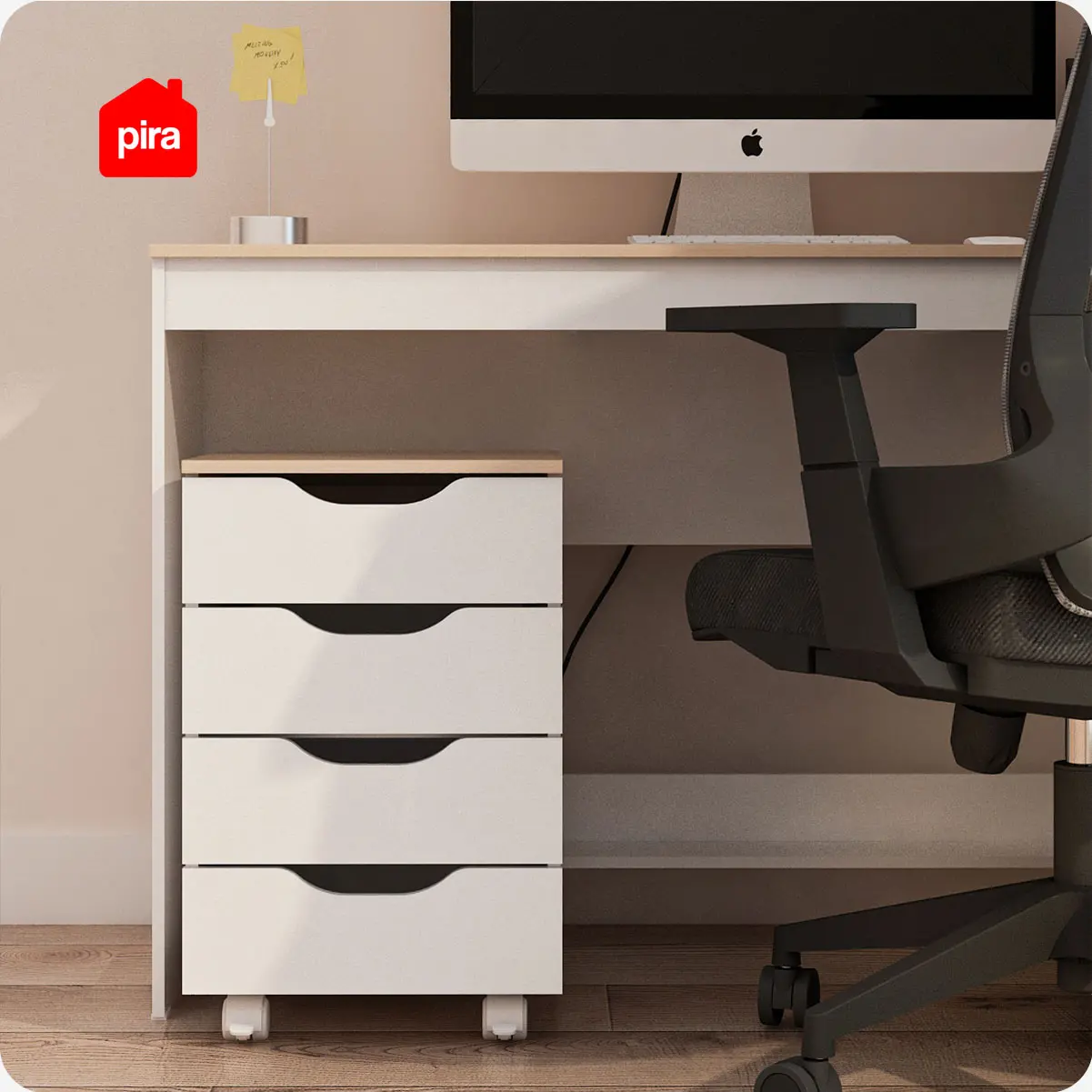PIRA METROPOLIS OX - KURO PD MEJA LACI / PEDESTAL warna WHITE - PRO OAK - PIRA METROPOLIS OX - foto 2