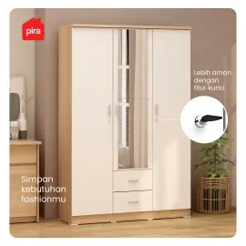 PIRA METROPOLIS OX - ASTA 3PL A LEMARI PAKAIAN 3 PINTU warna AMERICAN WALNUT - WHITE - PIRA METROPOLIS - foto 6