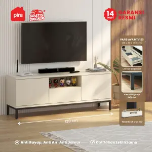 PIRA -  PARIS AVA MTV120 MEJA TV  / RAK TV BESI warna CREAM - BLACK - PIRA - foto 1