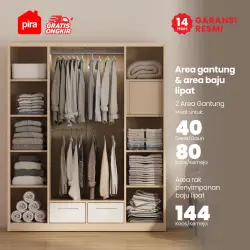 PIRA - ASHTON 4P FGD MWD LEMARI PAKAIAN BESI 4 PINTU / LEMARI BESI JUMBO DENGAN LACI DAN LED warna LIGHT ASH - WHITE - PIRA - foto 2