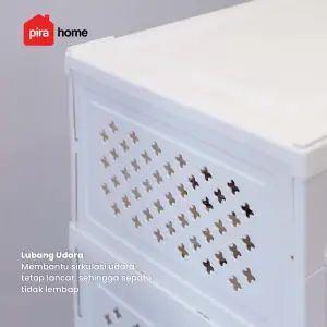 PIRA - KAMA PSR RAK SEPATU LIPAT 1 PINTU / KOTAK SEPATU TRANSPARAN / RAK SEPATU SUSUN TERTUTUP warna WHITE - PIRA - foto 7