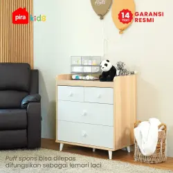 PIRA METROPOLIS - CHICCA CHT MEJA GANTI POPOK BAYI / BABY TAFEL / LEMARI SUSUN warna PRO OAK - WHITE SM - PIRA KIDS - foto 2