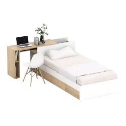 PIRA -  EGHA AVA BD100 DIVAN / TEMPAT TIDUR DENGAN MEJA SLIDING warna WHITE SM - PRO OAK - PIRA - foto 5
