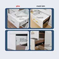 PIRA METROPOLIS - YONA 3P 2DR LEMARI PAKAIAN 3 PINTU DENGAN 2 LACI warna AMERICAN WALNUT - GOLD HAIRLINE - PIRA METROPOLIS - foto 9