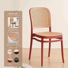 PIRA - RATTA DC KURSI ROTAN PLASTIK / KURSI MAKAN / KURSI TERAS / KURSI SANTAI / KURSI CAFE / KURSI PLASTIK warna RED - BROWN - PIRA - foto 1