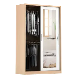 PIRA - ASHTON A 120A MWDSL LEMARI PAKAIAN BESI SLIDING / GESER MOTIF KAYU warna LIGHT ASH - WHITE - PIRA - foto 4