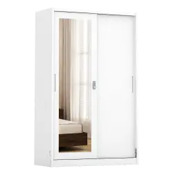 PIRA - STEEL 120 MWDSL LEMARI PAKAIAN BESI SLIDING / PINTU GESER warna WHITE - METROPOLIS - foto 3