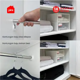 PIRA OX - RALF 3PS MWD LEMARI PAKAIAN BESI 3 PINTU FULL RAK DENGAN CERMIN warna WHITE - LIGHT GREY - PIRA - foto 9