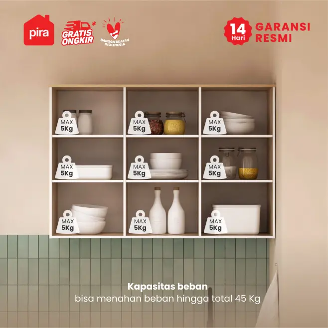 PIRA METROPOLIS - COCINA KCWU120 RAK DAPUR / RAK GANTUNG DAPUR / KITCHEN SET ATAS DENGAN RAK BUMBU warna WHITE - PRO OAK - PIRA METROPOLIS - foto 2