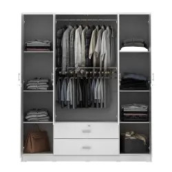 PIRA METROPOLIS OX - ASTA 4PL LEMARI PAKAIAN 4 PINTU DENGAN LACI warna WHITE - PIRA METROPOLIS OX - foto 10