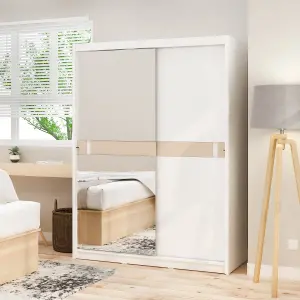 PIRA - KAST ABE WDSL150 GL MR LEMARI PAKAIAN PINTU GESER / SLIDING DENGAN CERMIN warna WHITE SM - WHITE GLOSSY - PIRA - foto 3