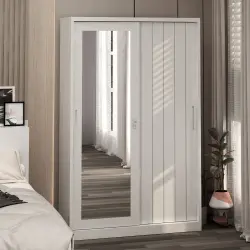 PIRA - SAXON 120N MWDSL LEMARI PAKAIAN BESI SLIDING / PINTU GESER warna WHITE - BAVARIAN - foto 1