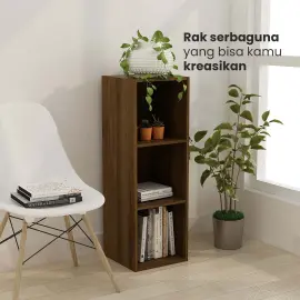 PIRA METROPOLIS - HAKO SU 3X1 RAK 3 SUSUN / RAK SUSUN SERBAGUNA / RAK BUKU warna BROWN WALNUT - PIRA METROPOLIS - foto 2
