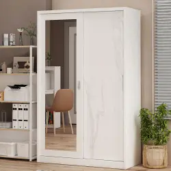 PIRA - CATTA 120 MWDSL LEMARI PAKAIAN BESI SLIDING / PINTU GESER warna LIGHT MARBLE - PIRA - foto 1