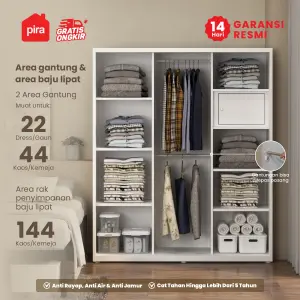 PIRA - SCHON 160 MWDSL LEMARI PAKAIAN BESI SLIDING / PINTU GESER warna WHITE - PIRA - foto 2