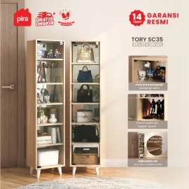 PIRA -  TORY SC35 RAK DISPLAY / RAK BUKU / SHOWCASE / LEMARI PAJANGAN / LEMARI HIAS warna PRO OAK - PIRA - foto 1