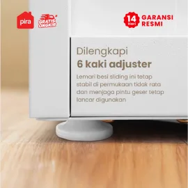 PIRA - STEEL A 3A N SSL MWD LEMARI PAKAIAN BESI 3 PINTU SLIDING / PINTU GESER warna WHITE - PIRA - foto 5