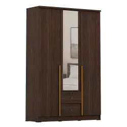 PIRA METROPOLIS - YONA 3P 2DR LEMARI PAKAIAN 3 PINTU DENGAN 2 LACI warna AMERICAN WALNUT - GOLD HAIRLINE - PIRA METROPOLIS - foto 3