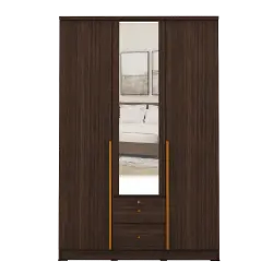 PIRA METROPOLIS - YONA 3P 2DR LEMARI PAKAIAN 3 PINTU DENGAN 2 LACI warna AMERICAN WALNUT - GOLD HAIRLINE - PIRA METROPOLIS - foto 4