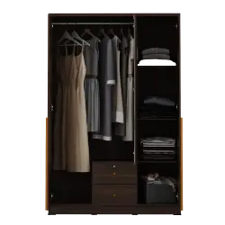 PIRA METROPOLIS - YONA 3P 2DR LEMARI PAKAIAN 3 PINTU DENGAN 2 LACI warna AMERICAN WALNUT - GOLD HAIRLINE - PIRA METROPOLIS - foto 8