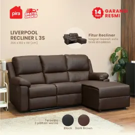 PIRA - LIVERPOOL RECLINER L 3S SOFA BED warna DARK BROWN - PIRA - foto 1