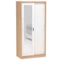 PIRA - ASHTON 90 MWDSL LEMARI PAKAIAN BESI SLIDING / GESER MOTIF KAYU warna LIGHT ASH - WHITE - PIRA - foto 3